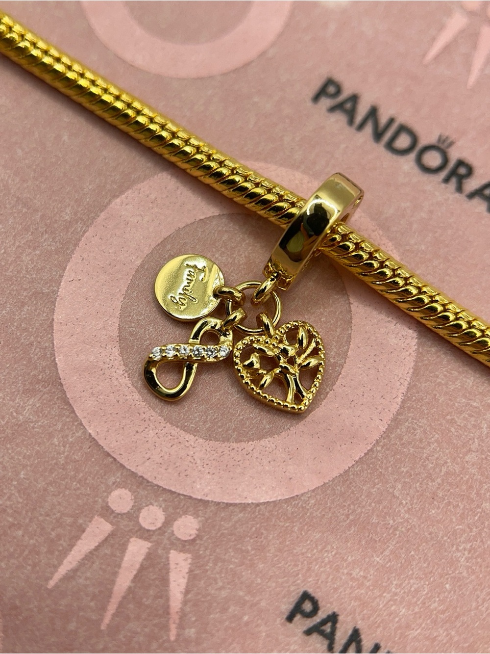 Pandora Gold Family Tree Infinity Triple Dangle Charm 762241C01